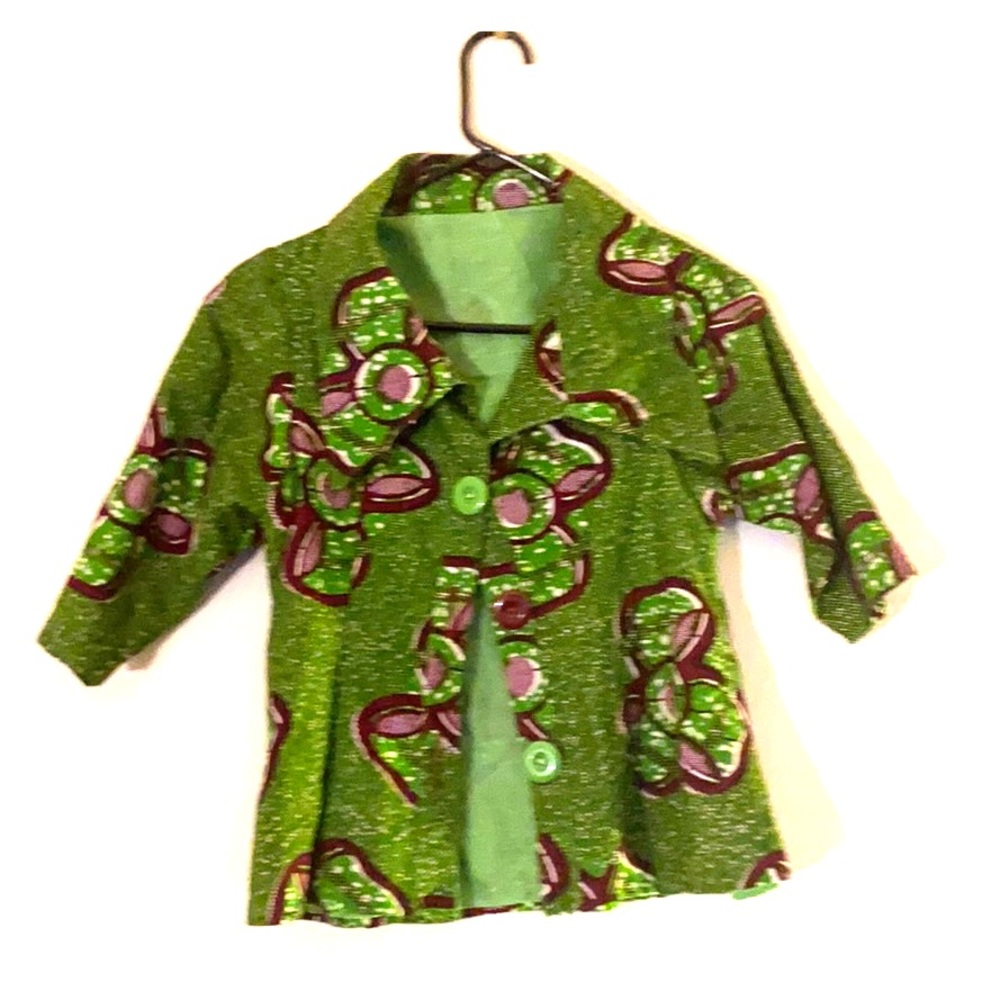 African butterfly collar button up